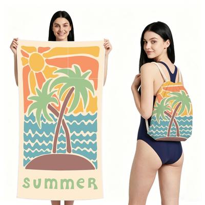 Quick-dry Double-sided Fleece Foldable Beach Towel Printed Bath Towel Integrated Beach Towel Integrated Package Can StoreStorage