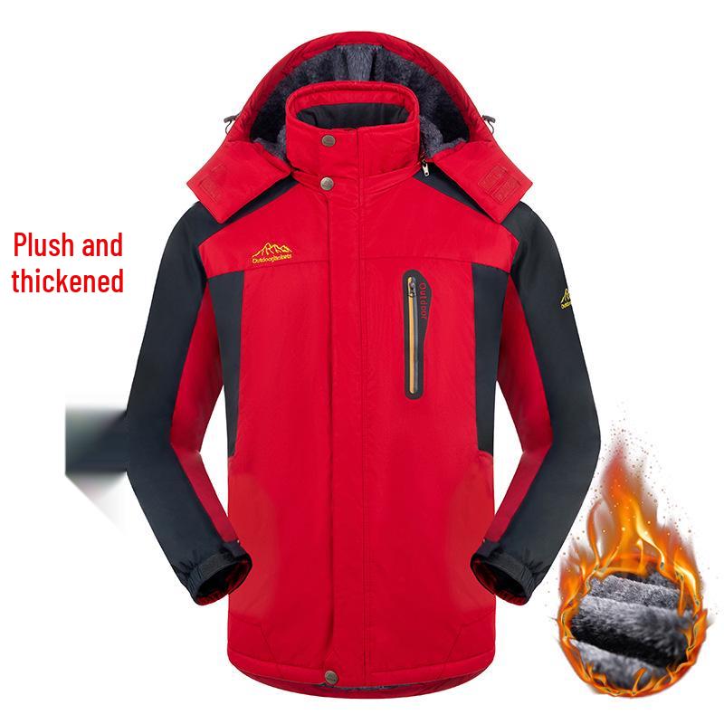 Men's Plus Size Hooded Winter Jacket: Thickened Velvet, Warm Cotton Coat for Outdoor Mountaineering
