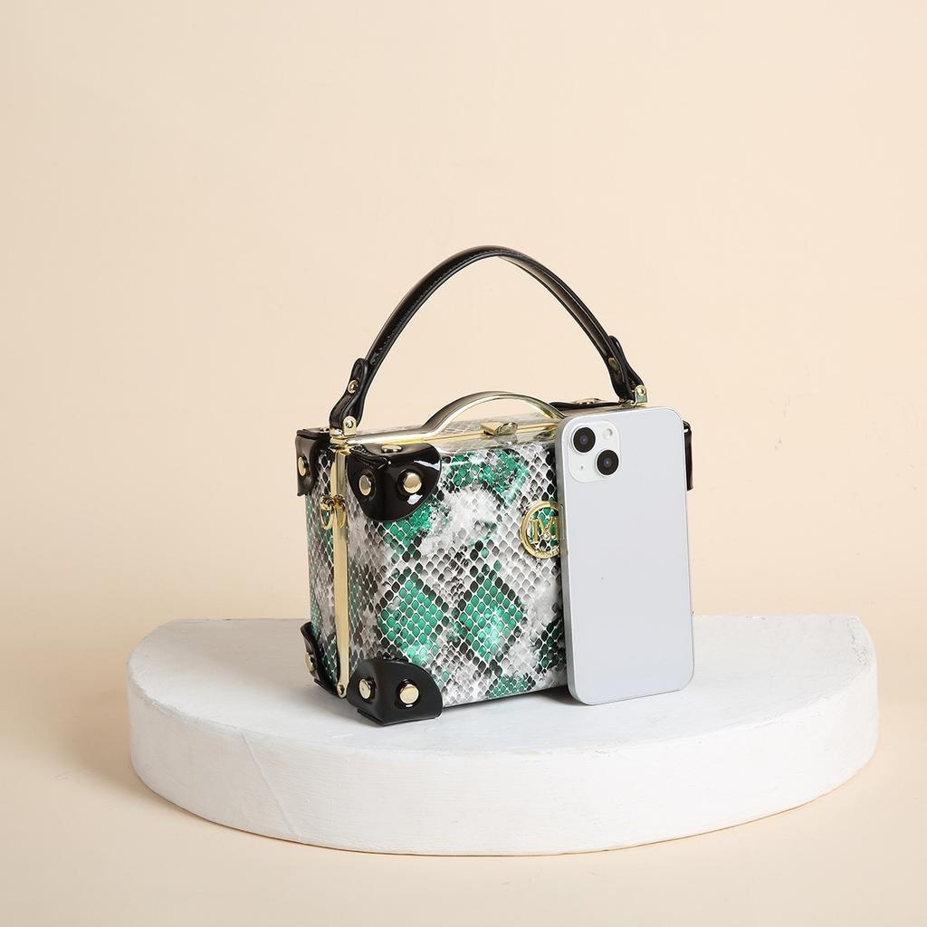 Bags Snake Pattern Trendy Bag 2025 New European and American Fashion Retro Texture Women's Handbag Shoulder Box Bag PU