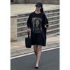 Fashion Trend Versatile Slim-fit Printed Crew Neck Long Short Sleeve European Foreign Style Age Reducing Top T-Shirt Summer 2025