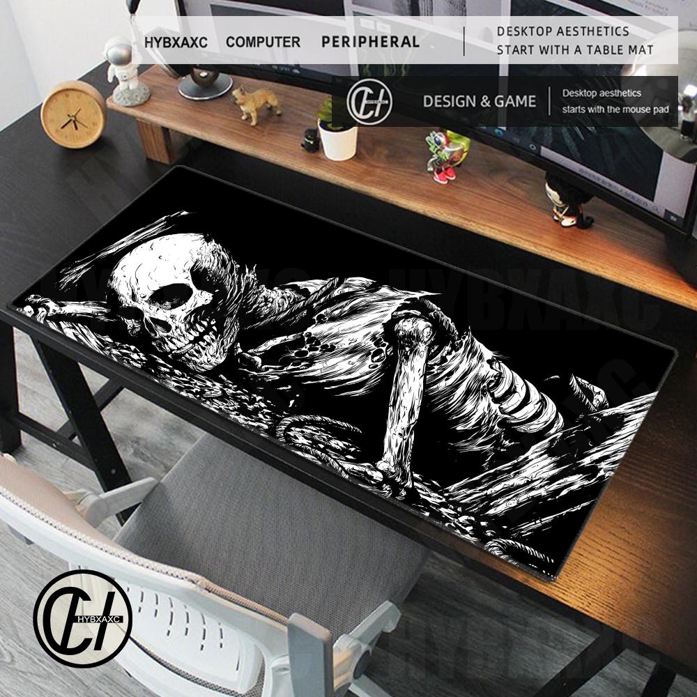 Black And White Skeleton Mousepad Gamer Custom Desk Mat Scary Skull Desk Mat Anime Table Of Office Carpet Gamer Natural Mice Pad