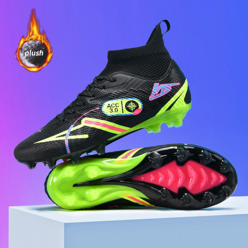 cotton new high-top velvet football shoes broken nails lawn nails leather feet men's and women's training shoes