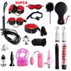 Fetish BDSM Kit Set Sex Toy Handcuffs for Woman Adult Supplies Handcuffs Whip Anal Plug Vibrator Bondage Rope Sexual Sexy Game