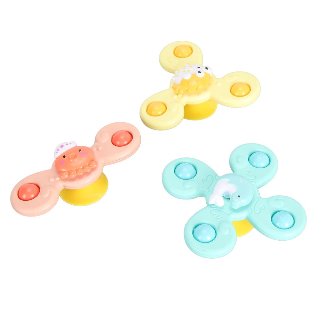 3PCS Suction Cup Rotating Toys Cartoon Animals Sucker Infant Bath Toy Set for Baby Sensory Training Daily Entertainment