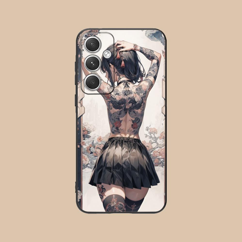 Fashion Tattoo Girl Mobile Phone Case for Samsung Galaxy S26 S25 S24 S23 S22 S21 S20 Note20 Plus FE Ultra Colorful Cover Cover