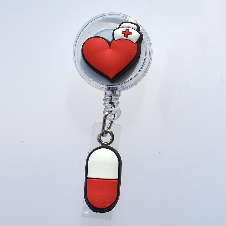 Catramă retractabilă medicală de desene animate Doctor Asistentă Licență de muncă Snur creativ ușor de trage Cataramă Certificat Nume de marcă