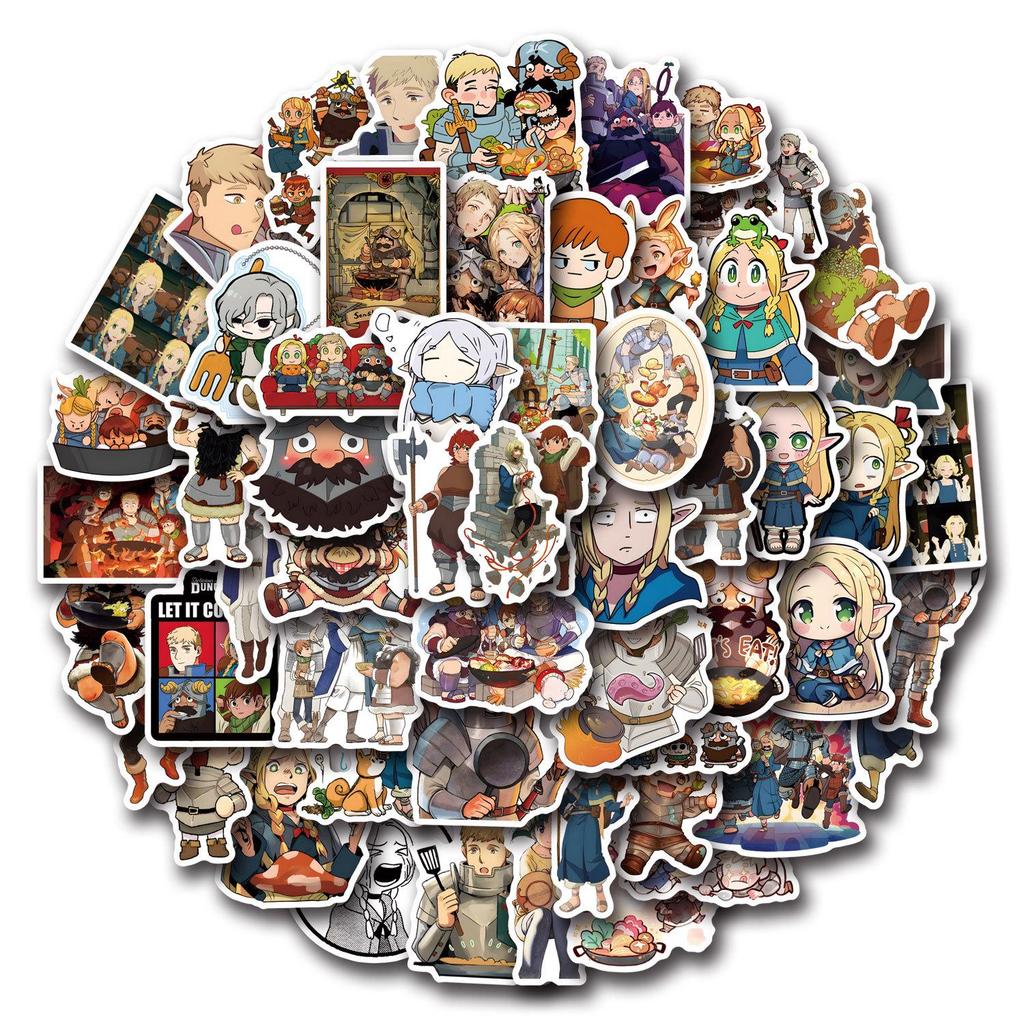 55 Anime Dungeon Foodie Graffiti Stickers - Waterproof Decoration for Computers