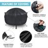 600D Heavy Fire Pit Cover Rainproof Home Round Barbecue Rack Covers Gas Charcoal Brazier Grill Furniture Universal UV Protector