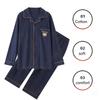 Cotton Men Pyjamas High-Grade and High-Quality 2PCS/Set Long-Sleeved Cardigan Homewear Black Striped Plaidsleepwear
