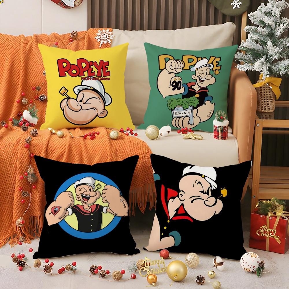 Classic Animation Ppopeye Pillow Case Silky elegant Comfort Sofa Bed Invisible zipper