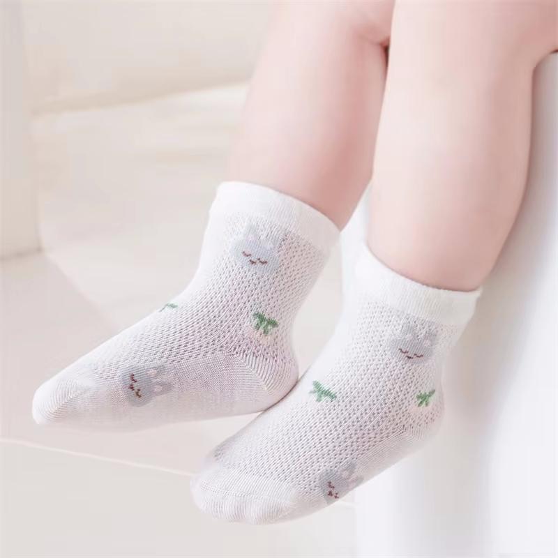 4 Pary/Zestaw Skarpetki Bawełniane Miękkie Księżniczka Falbanka dla Dziewczynki Noworodek Wiosna Lato Siateczkowe Cienkie Koronkowe Skarpetki Dziecięce 0-5L