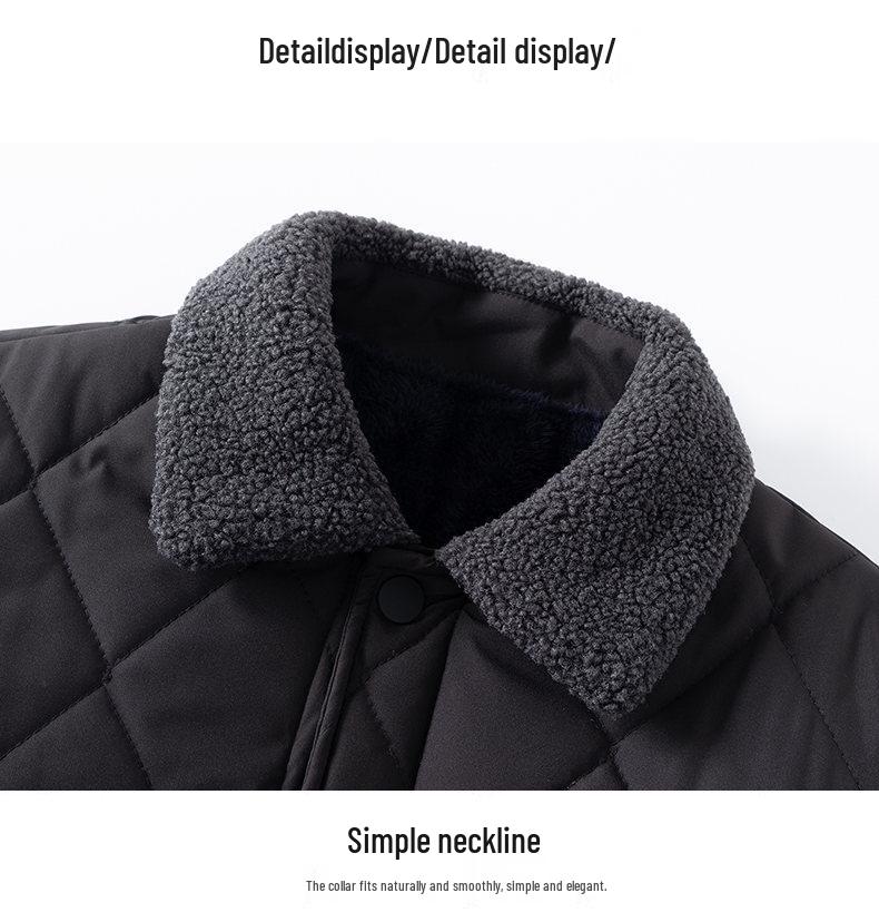 Men's Fleece-Lined Lapel Cotton Jacket - Casual, Warm Outerwear for Middle-Aged and Elderly Dads