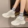 ins dad shoes women's 2025 spring new heightened platform muffin shoes versatile lace-up mesh sports and leisure shoes
