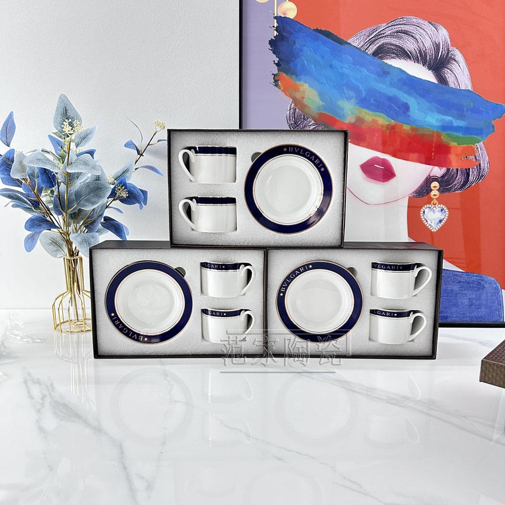 European Light Luxury Fashion Afternoon Tea Coffee Set Blue Phnom Penh Bone China Double Cup Saucer Office Water Cup Fruit Plate