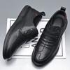 FashionAutumn New Designer Men's Dress Shoes Fashion Black Casual Leather Shoes for Men Korean Lace Light Loafers Male