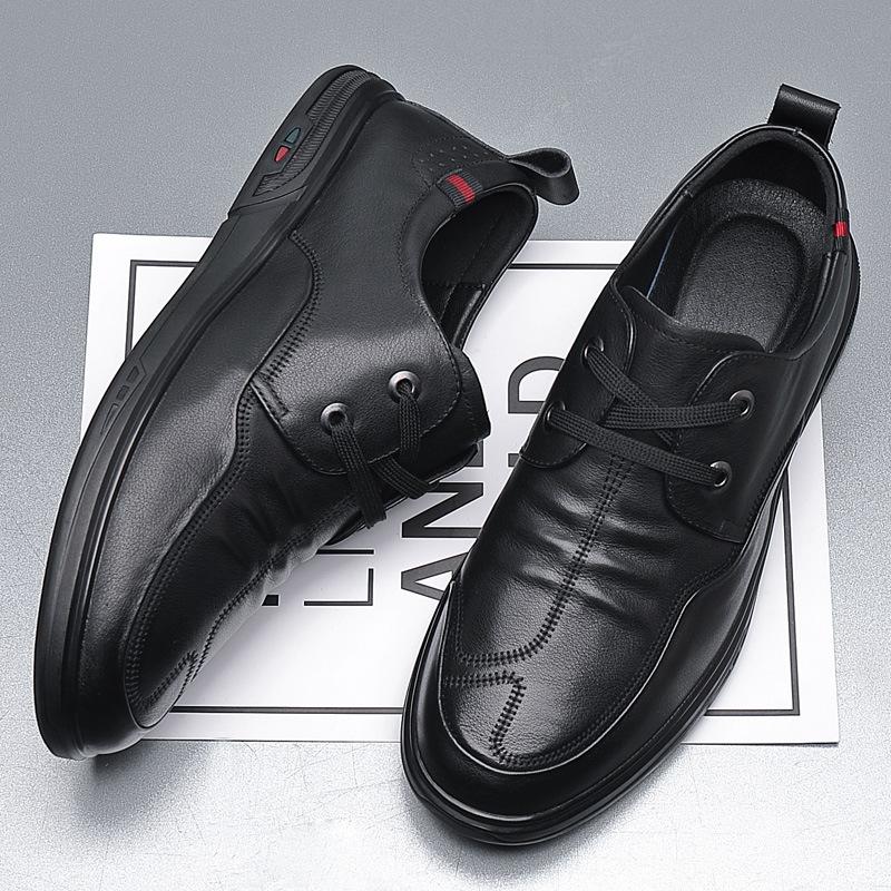 FashionAutumn New Designer Men's Dress Shoes Fashion Black Casual Leather Shoes for Men Korean Lace Light Loafers Male