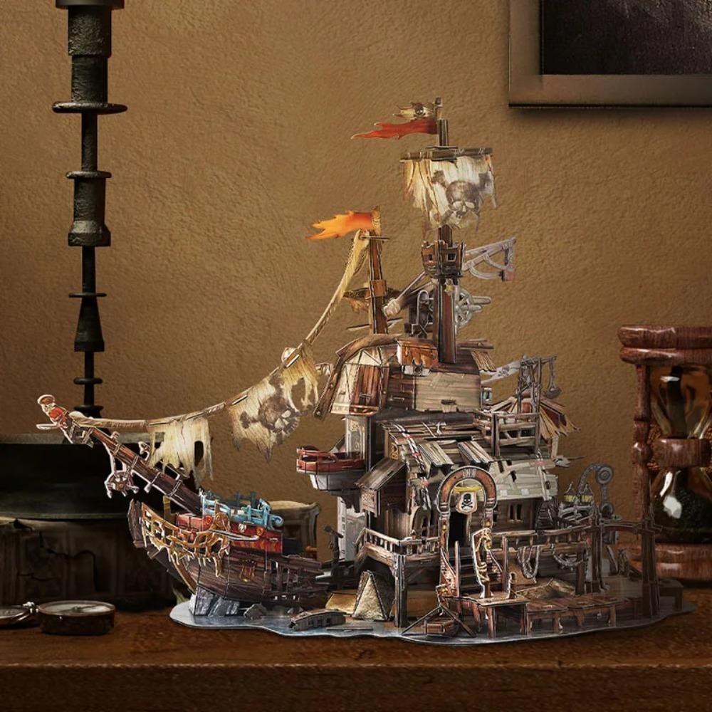 Puzzle en Papier 3D Bâtiments Tridimensionnels Baie des Pirates Tortuga Modèle Puzzle DIY Jouets d'Assemblage pour Enfants Cadeaux de Noël Casa