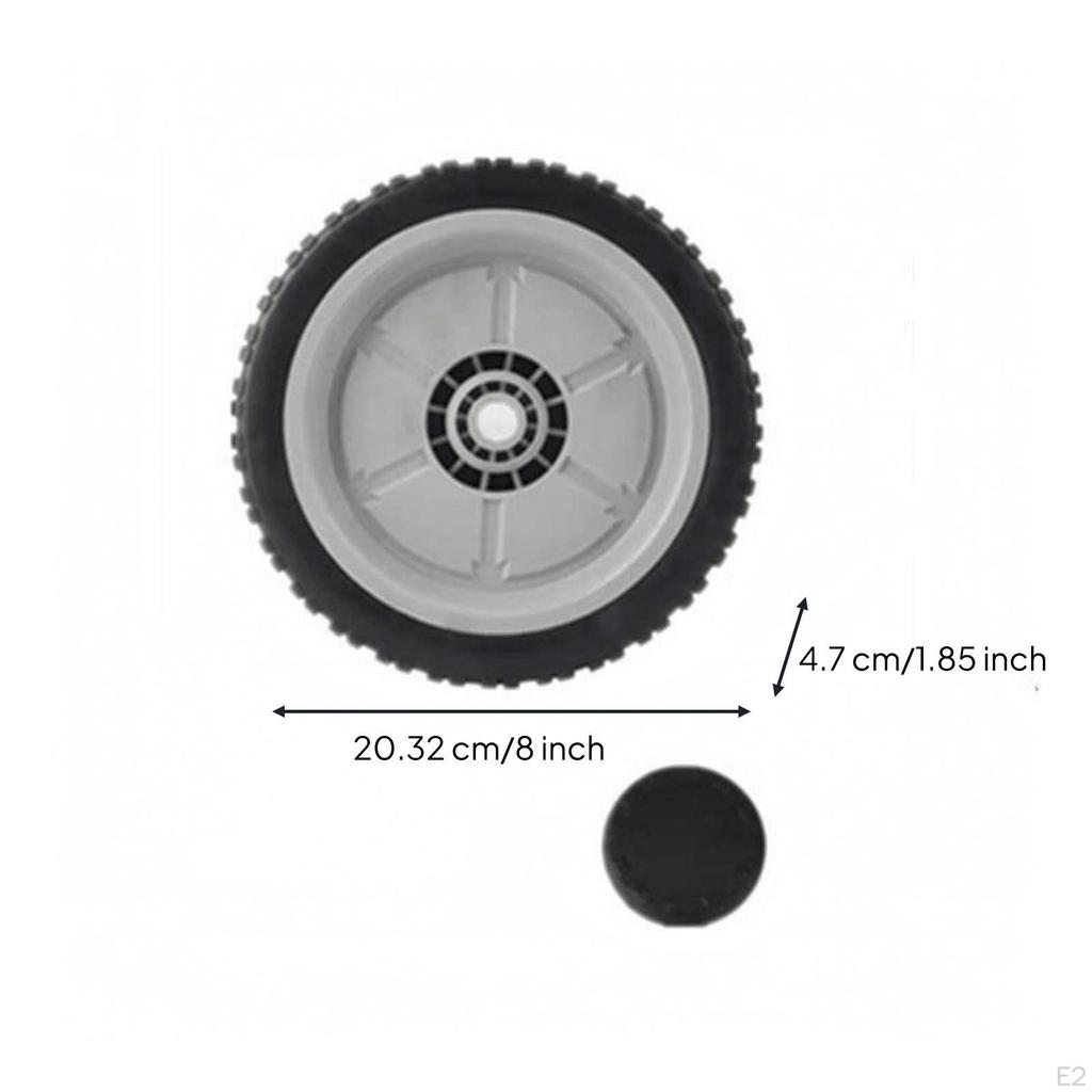 Yard Tractor Wheel with Cap | Ribbed grooved Pattern, Light Gray Body, 8Inch Mower Wheel, for