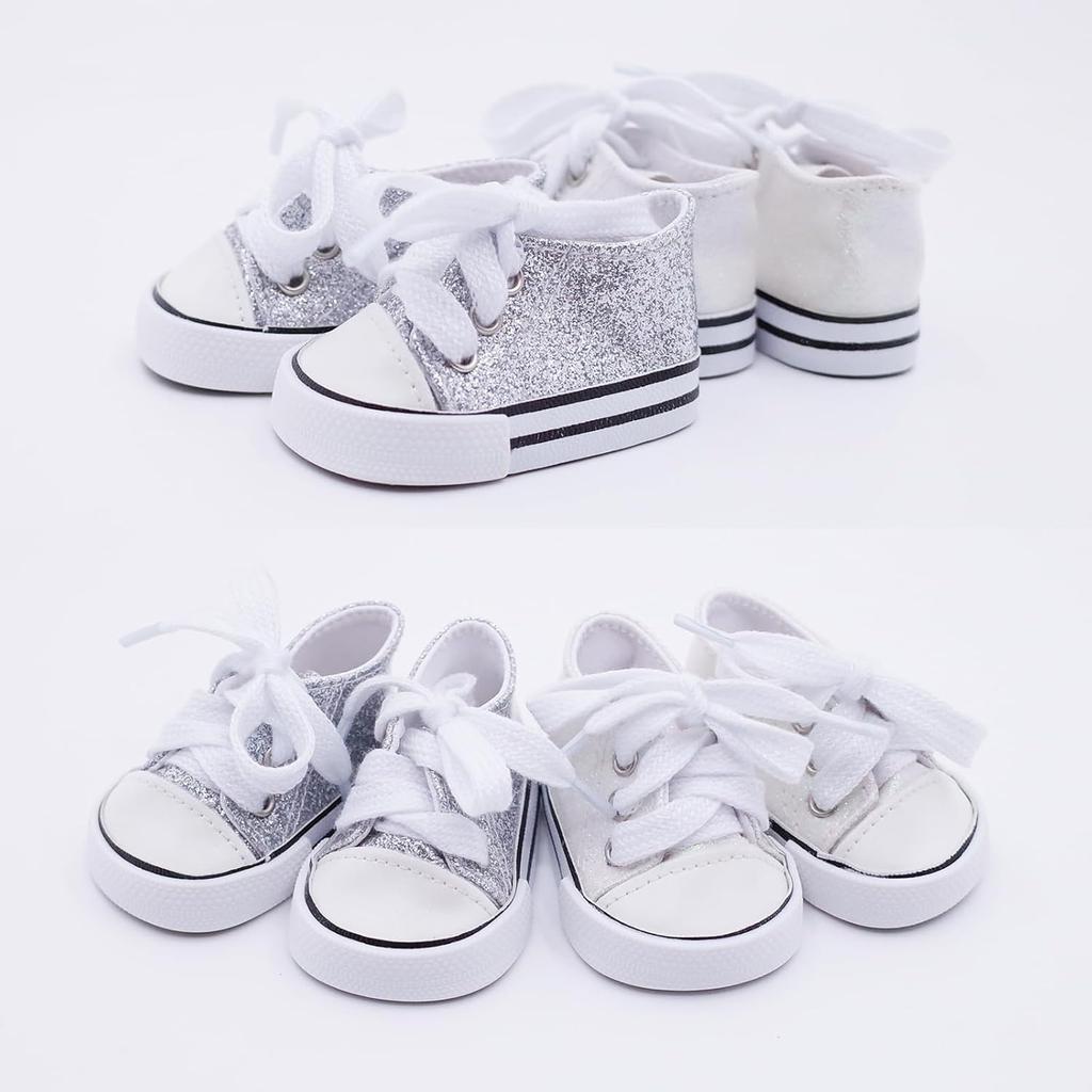 Etistta 6 Pairs of Glitter Canvas Doll Shoes for 18 inch Doll Shoes Baby Doll Shoes American Dolls Accessories