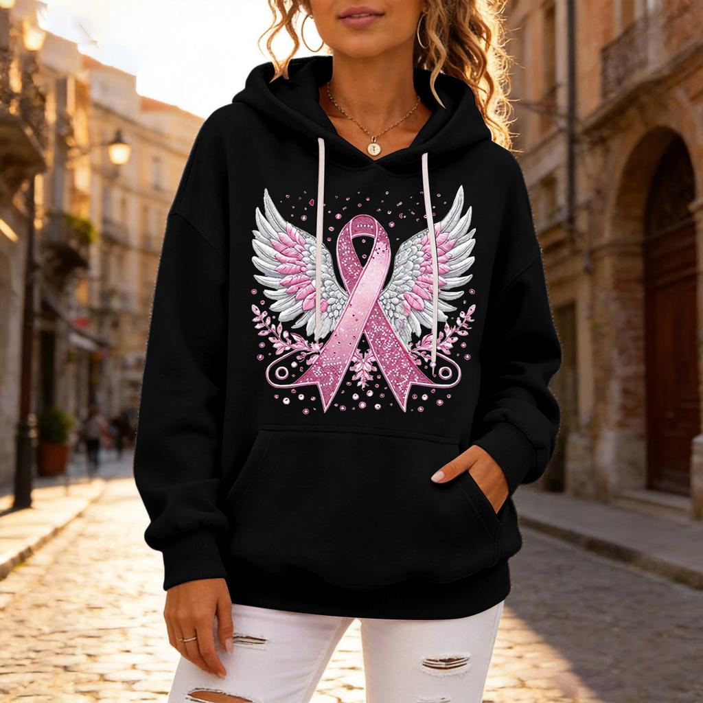 Women's Fashion Hoodie Loose Fit Printed Casual Sweatshirt Top