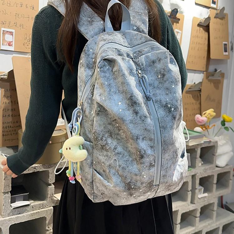 Schoolbag Japanese Student Schoolbag Starry Sky Printing Backpack Junior High School Schoolbag College Student Travel Bag iPad Small Backpack