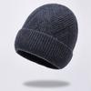 Autumn and winter new pure wool knitted hat warm hat men's fleece thickened adult hat men's cold hat