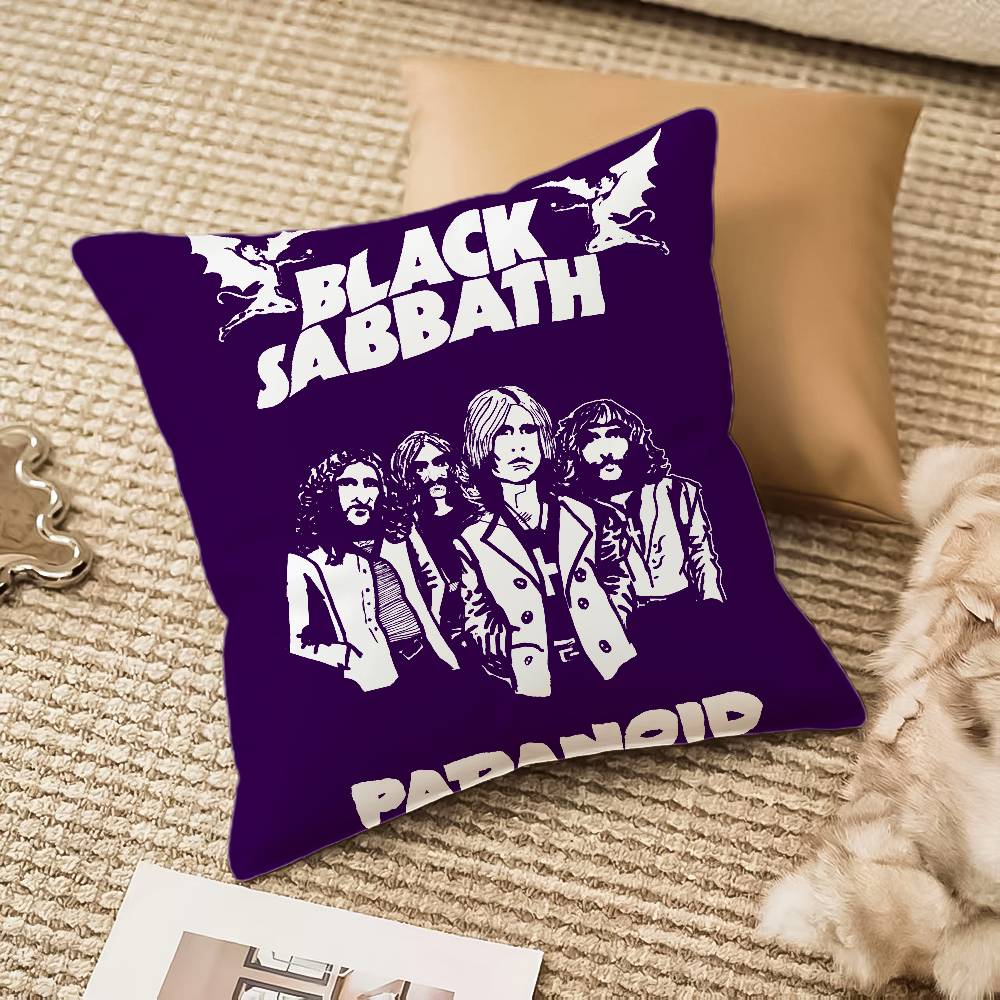 

B-black S-sabbath Pillow Case Anti-dustmite Invisible zipper Sofa Bed 12x12Inch