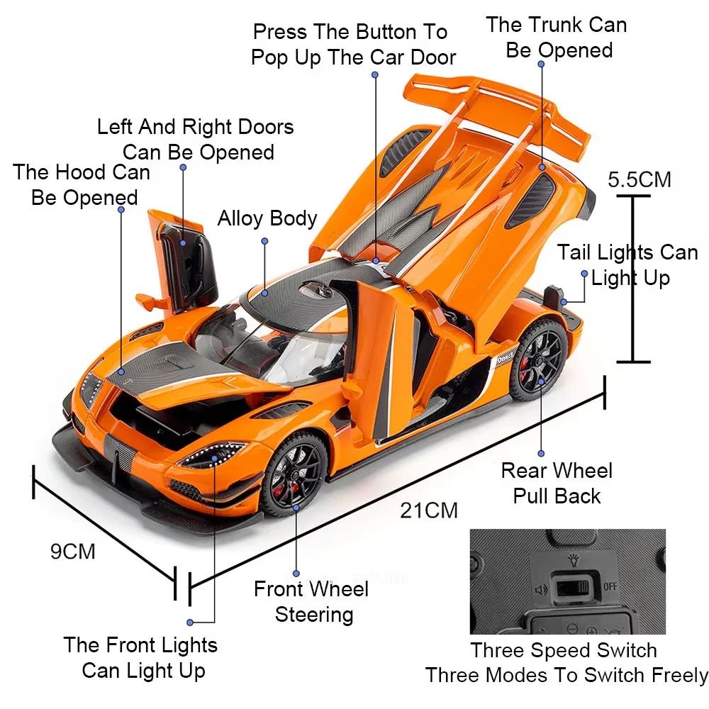 1:24 ONE-1 Miniature Toys Cars Alloy Diecast Models Pull Back Vehicles 4 Doors Opened Sports Car Toddler Toys For Kids Gifts