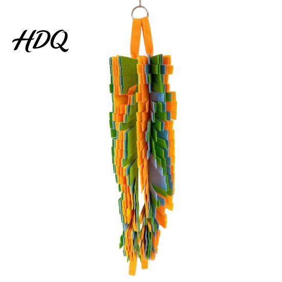 Hamster Climbing Toy 2Pcs Parrot Chewing with Metal Hanging Ring Colorful Felt