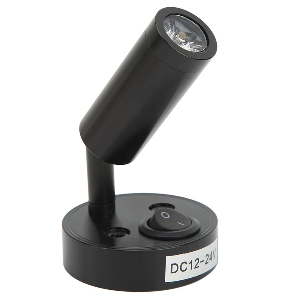 RV Nachttisch Leselampe Drehbare Wandhalterung LED Spot Leselampe 3W mit Schalter für Boot Schwarz