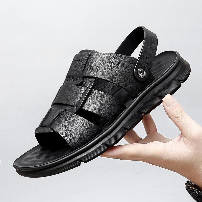 FashionNew Casual Comfort Sandals Summer Genuine Leather Men's Dual-use Sandals Man's Beach Vacation Shoes Soft Sole Non-slip Slippers