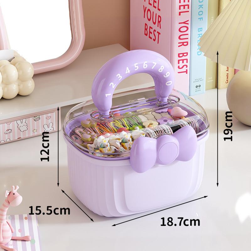 Girl Hair Accessories Storage Box Portable Makeup Organizer Jewelry Storage Box for Hair Ties Hairpin Earring Bracelet Necklace