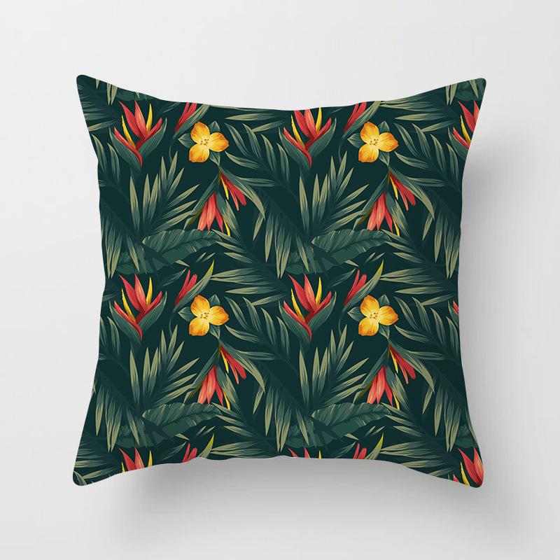 Summer Tropical Floral Cushion Cover Home Decor Office Sofa Pillowcase Green Plant Throw Pillowcase