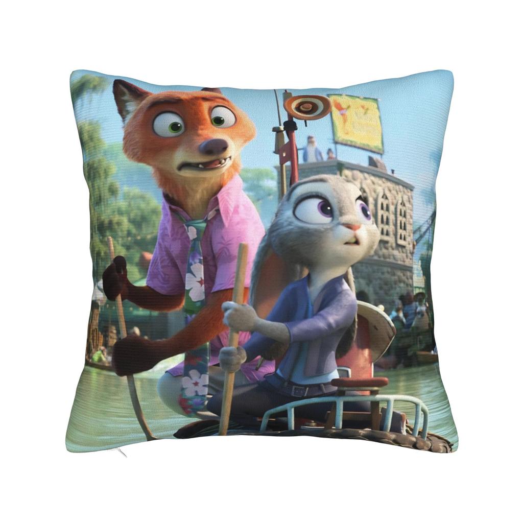 Gary Judy Nick Quadratische Kissenbezüge Zootopia Film Kissenbezüge Modischer Dekorativer Kissenbezug mit Reißverschluss für das Bett 18"