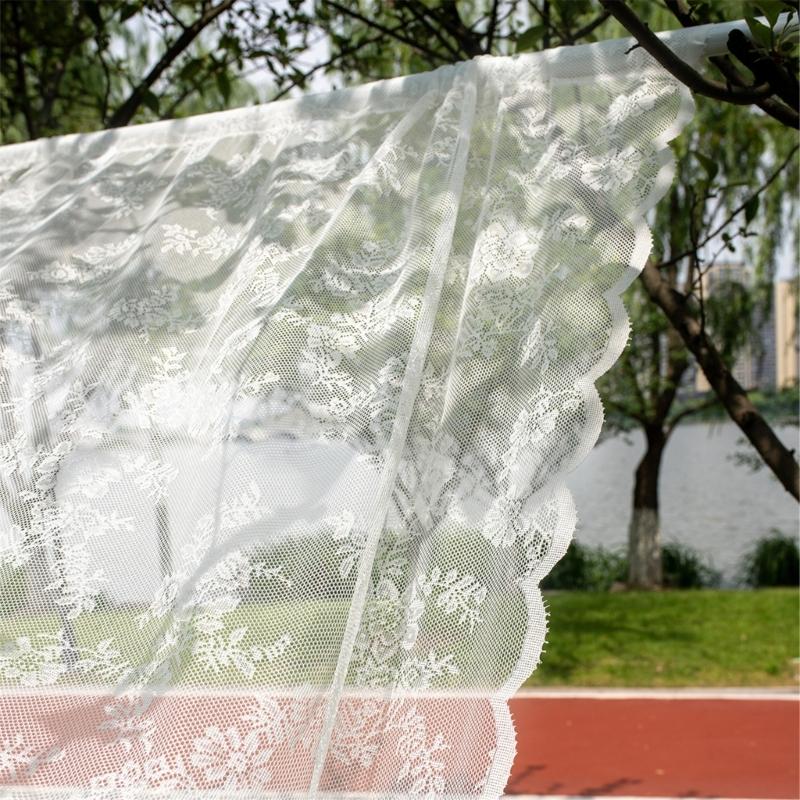 Elegant Rose Lace Curtains 63 Inches Long Florals Embroidery Window Panels for Bedroom Light Filtering Privacy