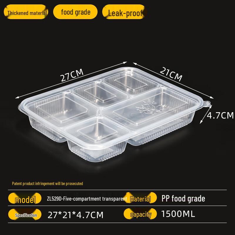 Alliance ZL529 Disposable 5-Compartment Meal Prep Containers