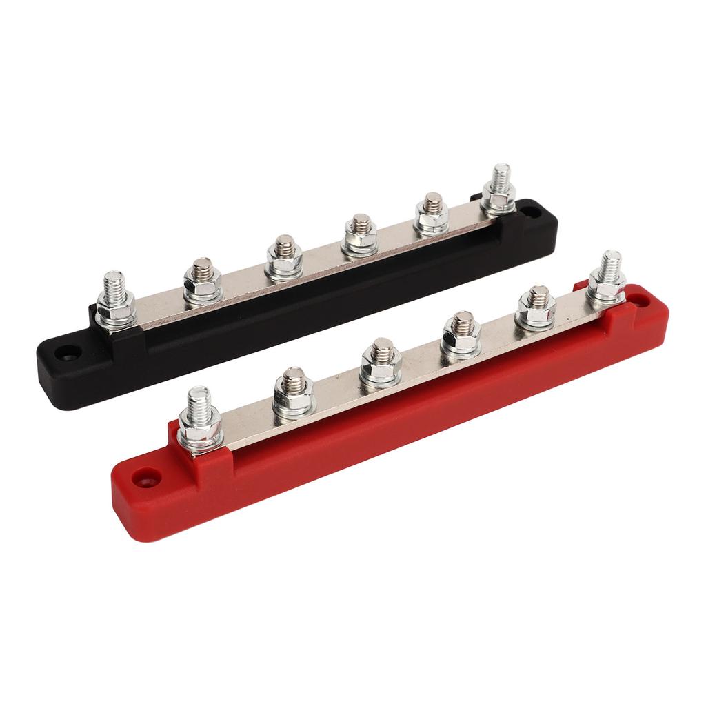 2Pcs DC12V‑48V 150A Power Distribution Block 6 Studs M6 Battery Bus Bar for Car RV Yacht Boat Black 