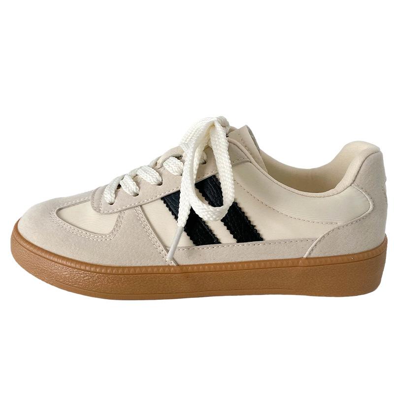 

6617 латексная стелька/2025 новые немецкие кроссовки с плоской подошвой женские туфли маленькие белые туфли кроссовки с круглым носком на шнуровке кожаная модель 35