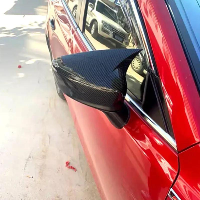 For Mazda 6 Atenza 2018- 3 Axela 2014-2018 ABS Car Rearview Side Mirror Cover Wing Cap Exterior Door Trim Adhesive Sticker