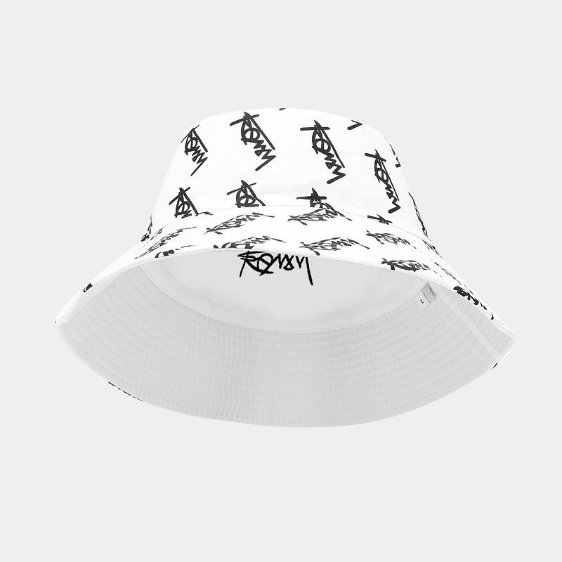 Colorful Men Reversible Printed Fisherman Bucket Hat sublimated Black And White Large size 58-60cm hats