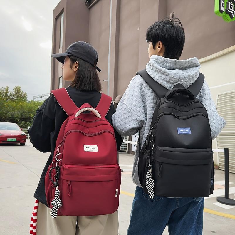 Women Large Capacity Backpack Student Schoolbag Men Solid Color Backpack
