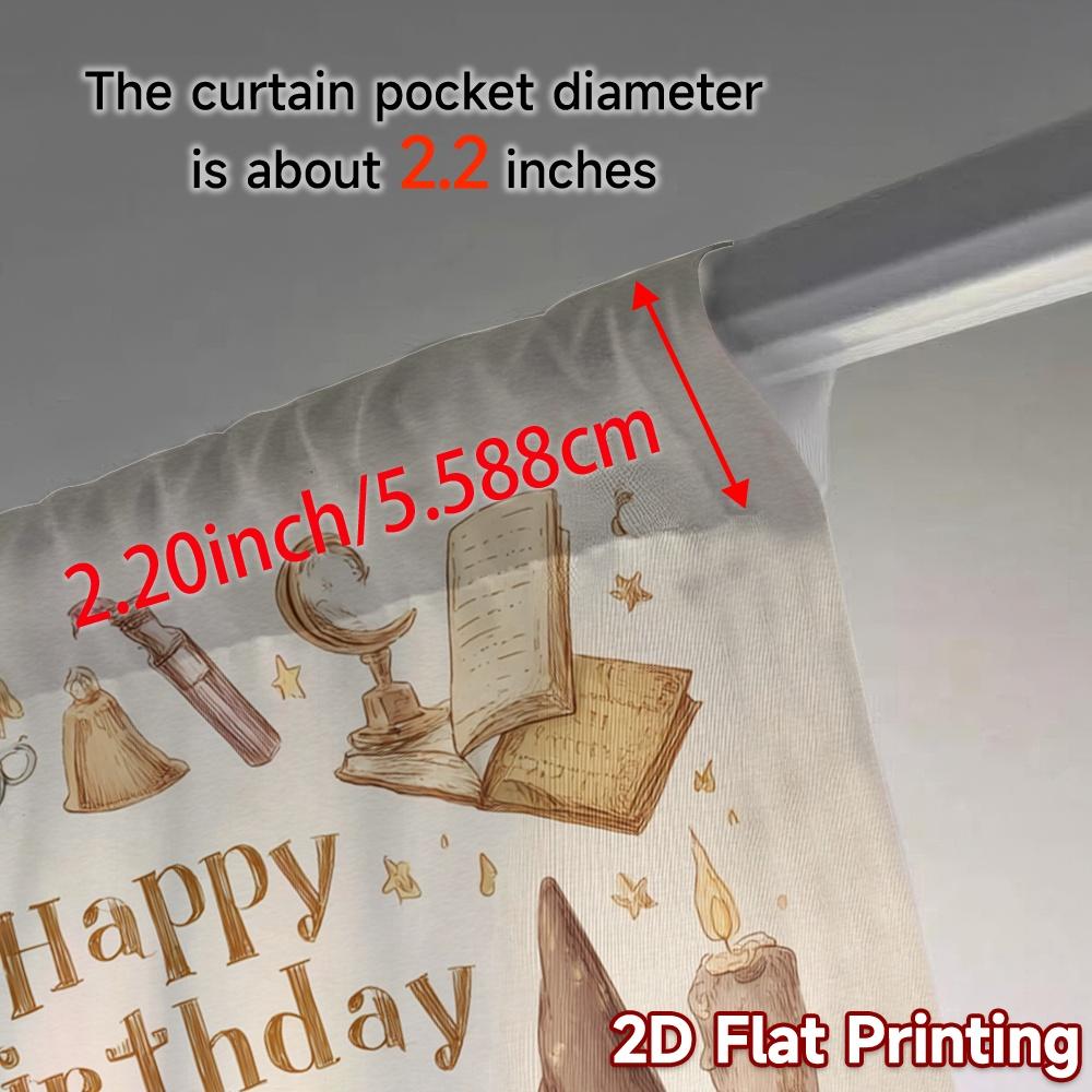 Set Of 2 Modern Flat Printing Curtains Without Rod Magic Birthday Print Yarn Art Deco Festive Perfect Curtain Polyester