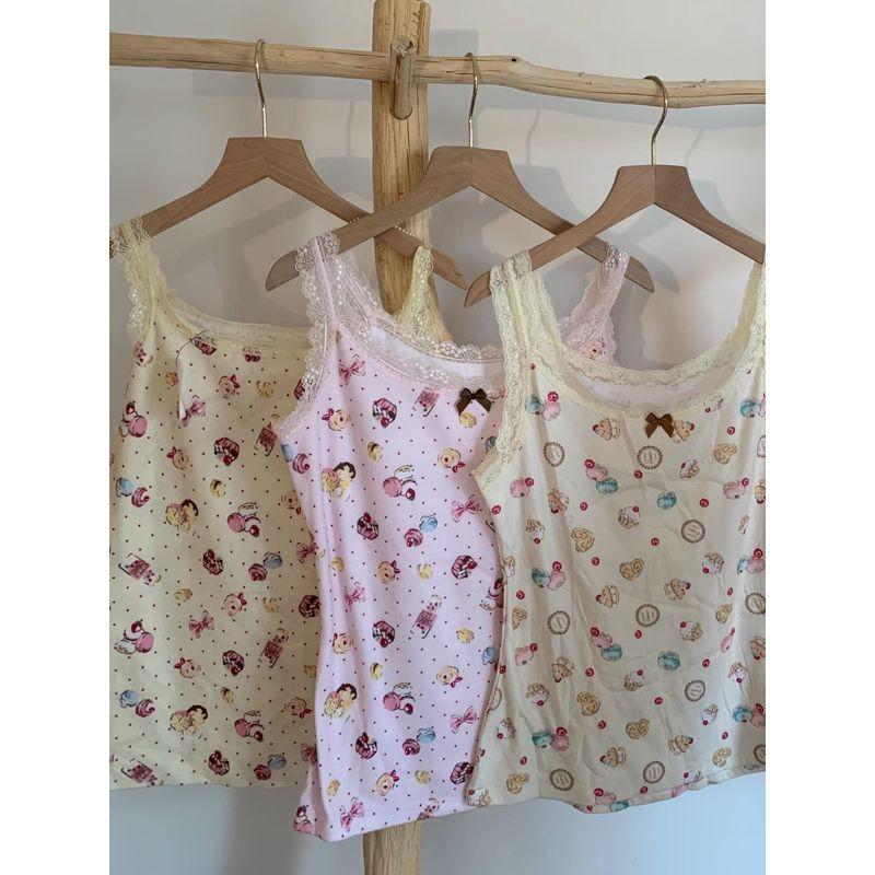 

Tu & NA * Cake Sweetheart Cute Lace Edge Bow Suspenders Vest C816 No. 5 color (flawed M (single code)