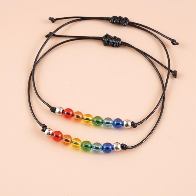 2 Pièces/ Ensemble Bracelet de Souhaits Fierté Arc-en-ciel Bisexuel Arc-en-ciel LGBT Bracelet Corde Bijoux Bisexuels pour Femmes Hommes Cadeau Bracelet Fierté