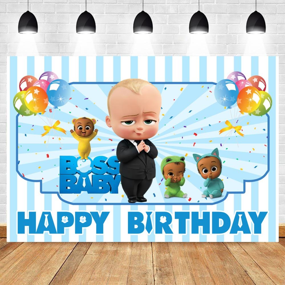 Boss Baby Thema Achtergrond Meisje Jongen Verjaardagsfeest Kinderkamer Decoratie Fotografie Achtergrond Gepersonaliseerd Naam Poster Banner