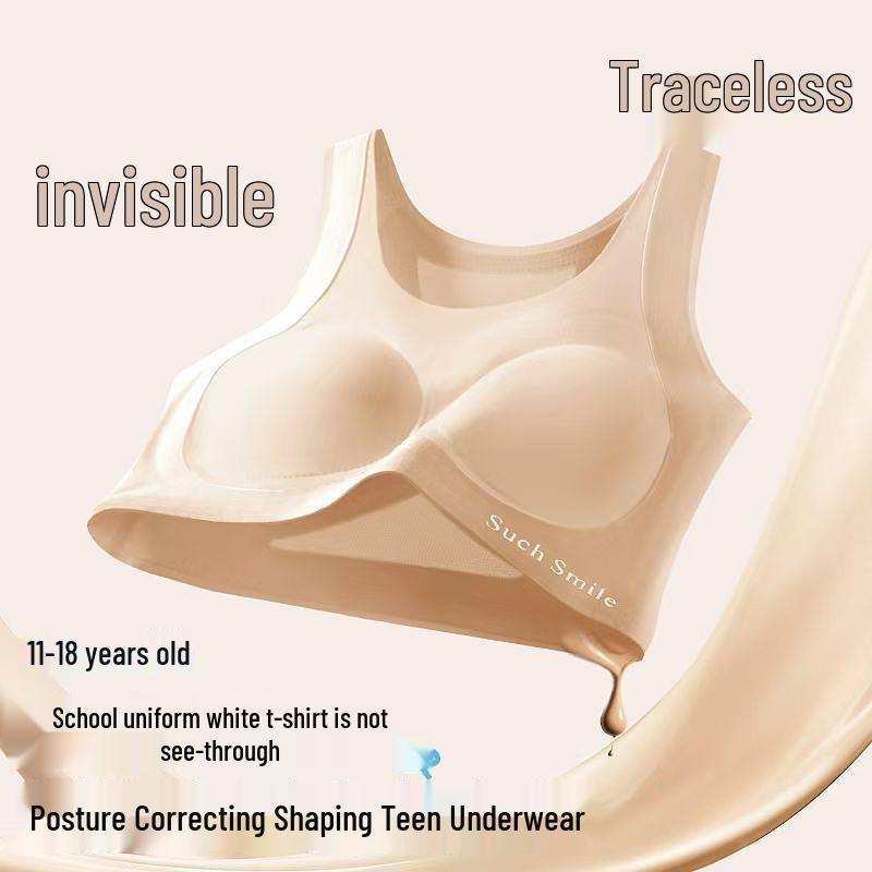 

Teen Girls Seamless Bandeau Bra for Junior High Students XL (95-110 lbs) тілесний