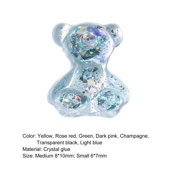 Women Sparkling Bear Pattern Resin Nail Art Sequin Sticker for DIY