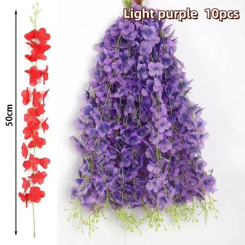 12pcs Thick Wisteria Flowers Fake Wisteria Hanging Flowers Artificial Wisteria Flowers Ceiling Flower Plants Exterior Decoration