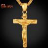 Men Necklace Jesus Cross Dangle Anti Rust Stainless Steel Jesus Pendant Necklace Jewelry for Party