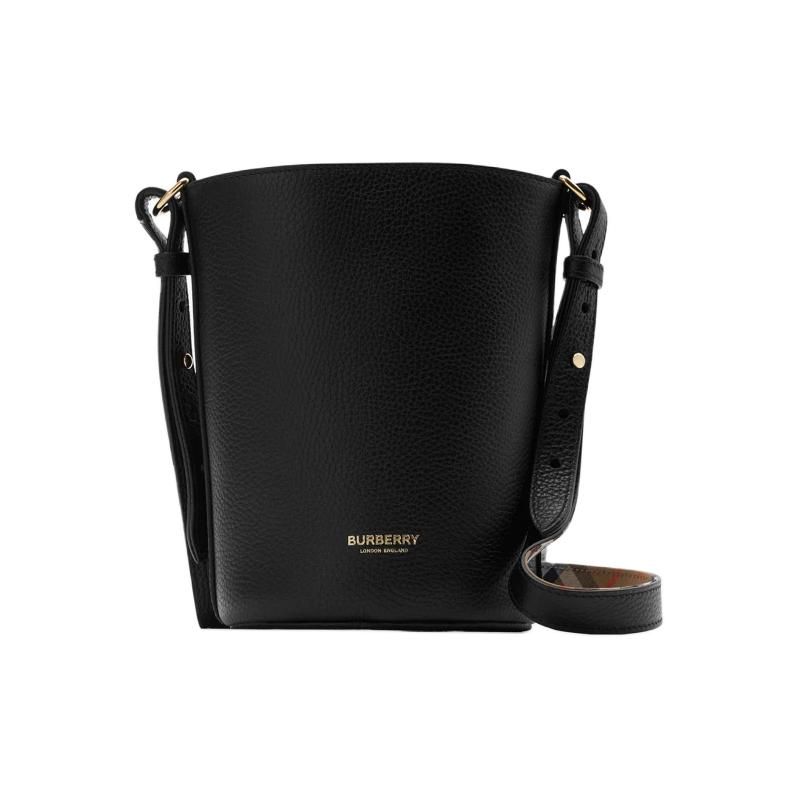 Burberry Women's Grain/Black Detachable Adjustable Shoulder Strap Magnetic Closure Calfskin Bucket Bag Handbags 80840351